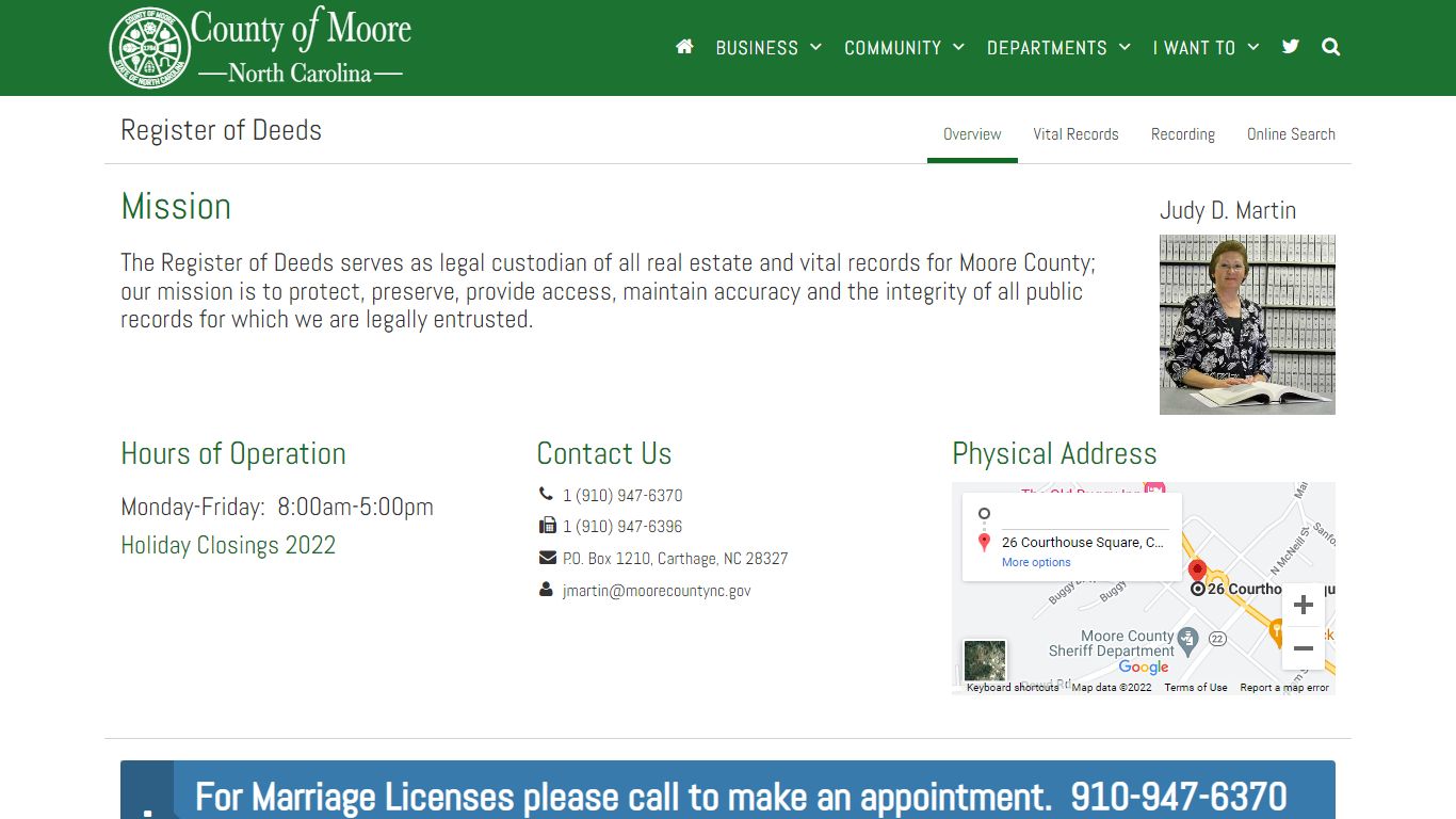 Register of Deeds | County of Moore NC - Moore County, NC