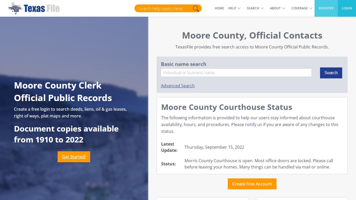 Moore County Clerk Official Public Records | TexasFile