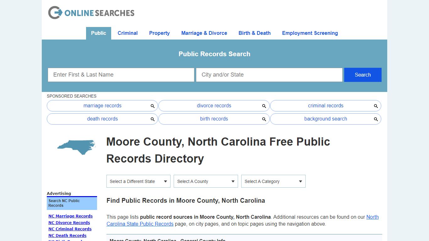 Moore County, North Carolina Public Records Directory